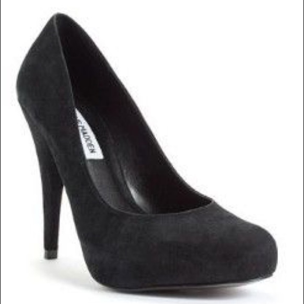 Steve Madden Black Suede Trinitie Platform Heels 7